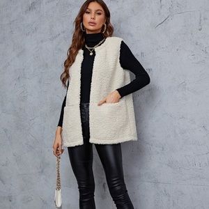 Double pocket vest teddy coat